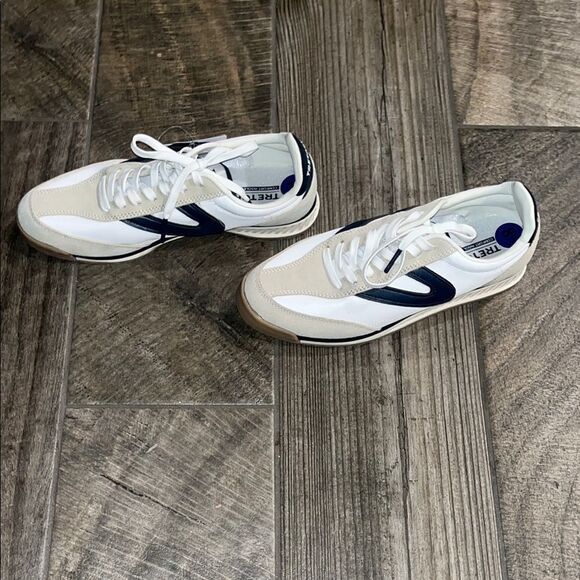 Tretorn White and Blue Retro Sneakers with leather & Suede Accents - Picture 4 of 5